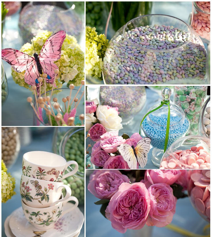 Pink, blue, pastel color candy buffet